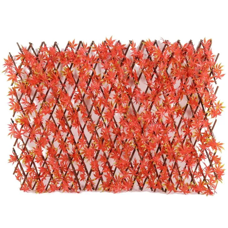 Artificial Fence Screen Leaves Red Maple Extendable Fence