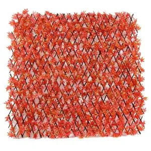 Zaslon za umetno ograjo pušča rdečo javorsko raztegljivo ograjo